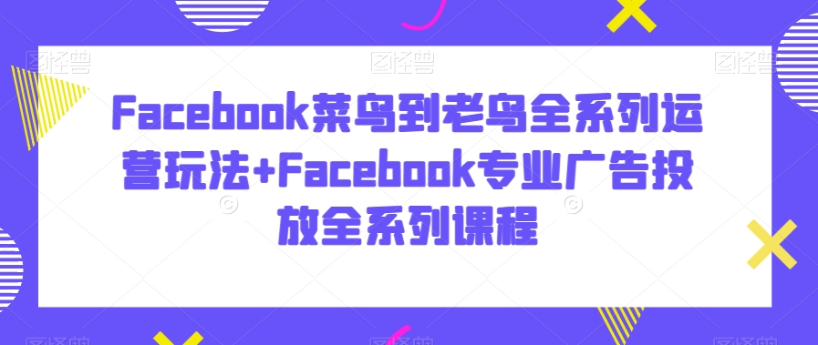 Facebook菜鸟到老鸟全系列运营玩法+Facebook专业广告投放全系列课程-婷好网络资源库