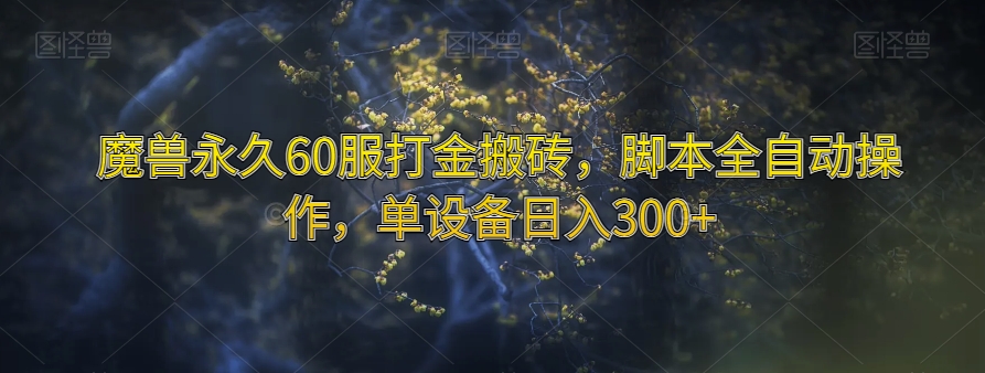 魔兽永久60服打金搬砖，脚本全自动操作，单设备日入300+【揭秘】-婷好网络资源库