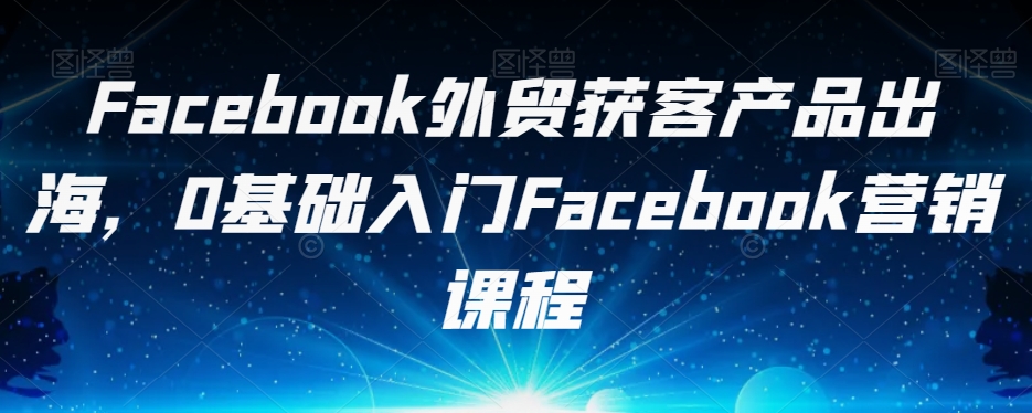 Facebook外贸获客产品出海，0基础入门Facebook营销课程-婷好网络资源库