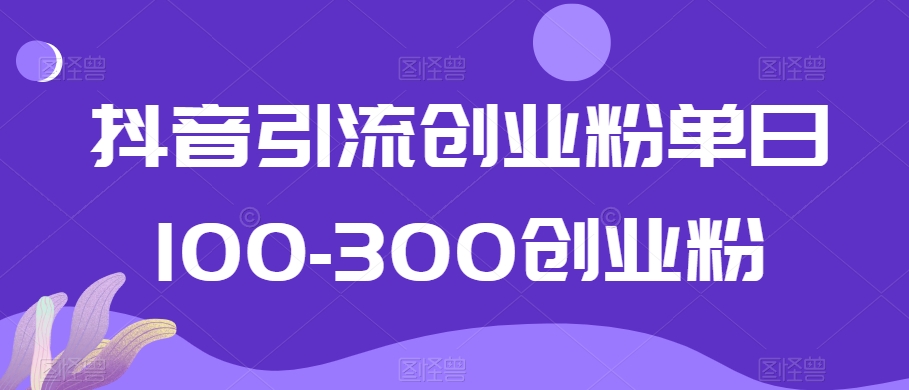 抖音引流创业粉单日100-300创业粉【揭秘】-婷好网络资源库