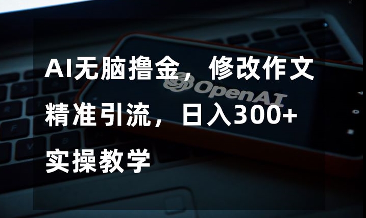 AI无脑撸金，修改作文精准引流，日入300+，实操教学【揭秘】-婷好网络资源库