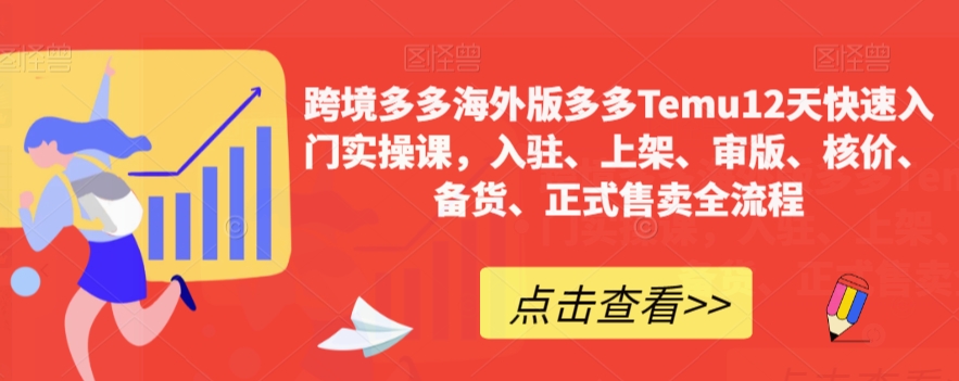 跨境多多海外版多多Temu12天快速入门实操课，入驻、上架、审版、核价、备货、正式售卖全流程-婷好网络资源库