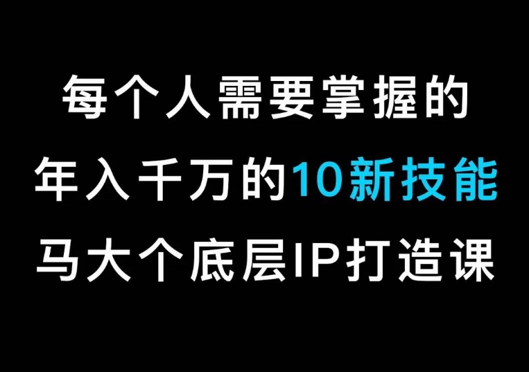 马大个的IP底层逻辑课，​每个人需要掌握的年入千万的10新技能，约会底层IP打造方法！-婷好网络资源库