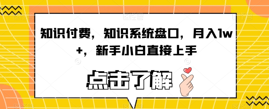 知识付费，知识系统盘口，月入1w+，新手小白直接上手-婷好网络资源库