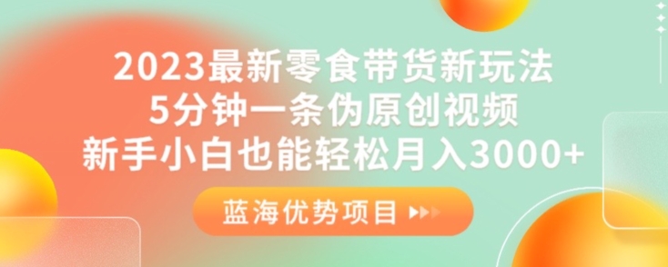 2023最新零食带货新玩法，5分钟一条伪原创视频，新手小白也能轻松月入3000+【揭秘】-婷好网络资源库