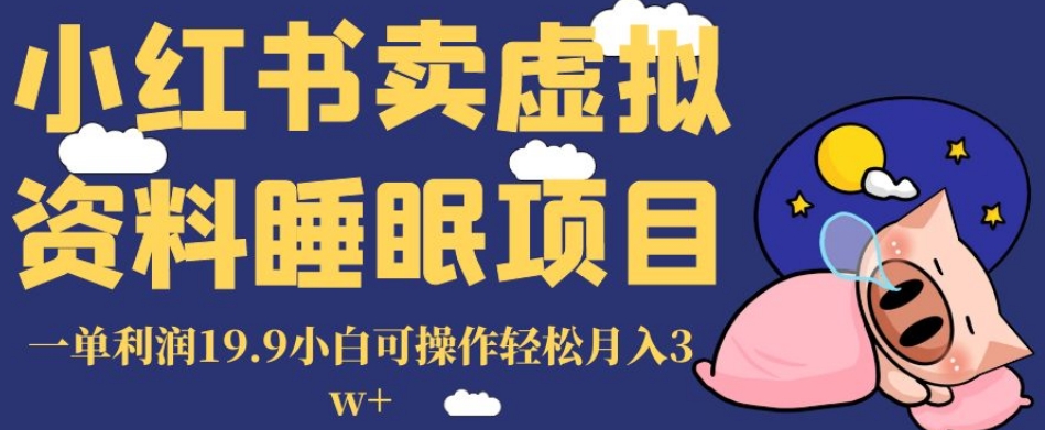 小红书卖虚拟资料睡眠项目，一单利润19.9小白可操作轻松月入3w+【揭秘】-婷好网络资源库