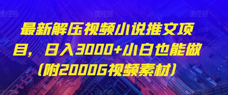 最新解压视频小说推文项目，日入3000+小白也能做（附2000G视频素材）【揭秘】-婷好网络资源库