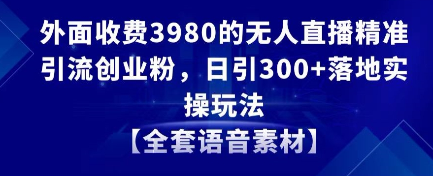 外面收费3980的无人直播精准引流创业粉，日引300+落地实操玩法【全套语音素材】【揭秘】-婷好网络资源库