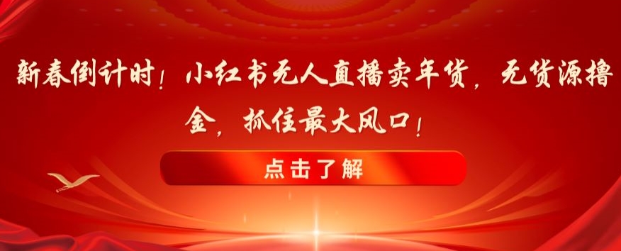 新春倒计时！小红书无人直播卖年货，无货源撸金，抓住最大风口【揭秘】-婷好网络资源库