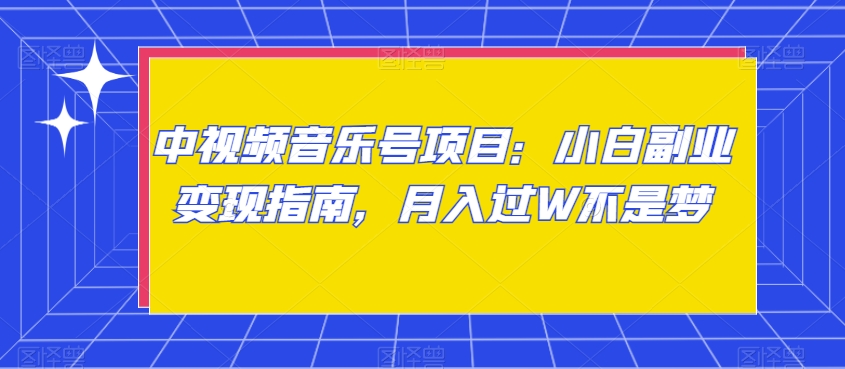 中视频音乐号项目：小白副业变现指南，月入过W不是梦【揭秘】-婷好网络资源库