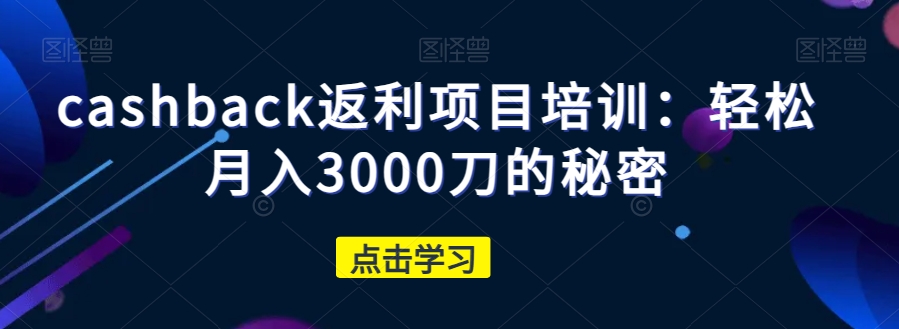 cashback返利项目培训：轻松月入3000刀的秘密-婷好网络资源库