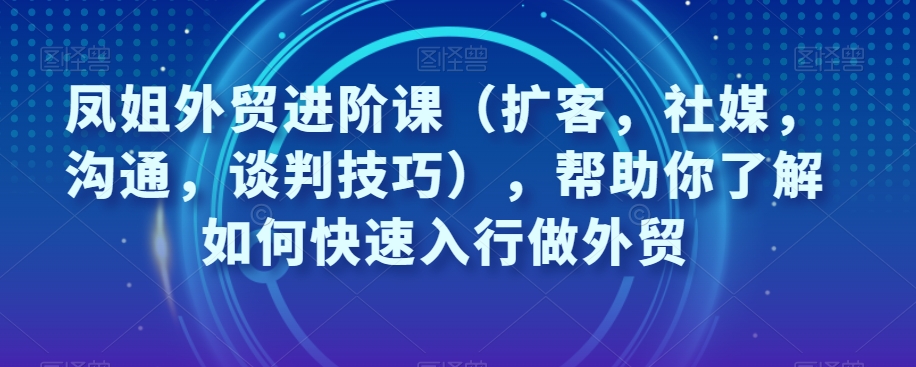 凤姐外贸进阶课（扩客，社媒，沟通，谈判技巧），帮助你了解如何快速入行做外贸-婷好网络资源库