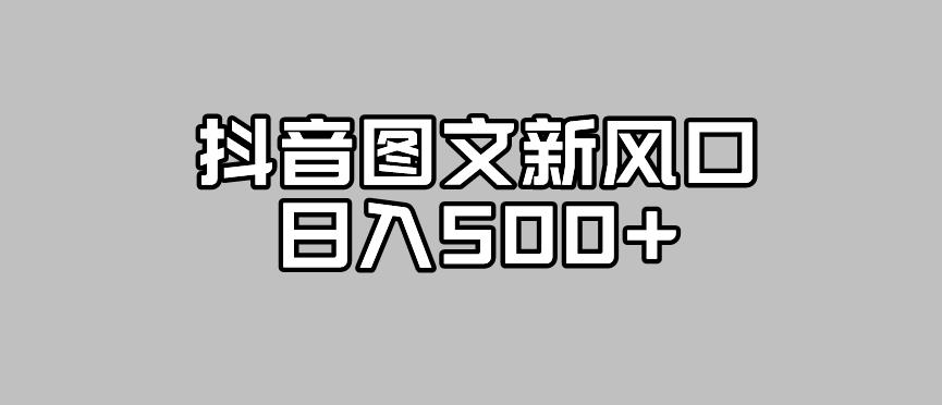 抖音图文最新风口，流量扶持非常高，日入500+【揭秘】-婷好网络资源库