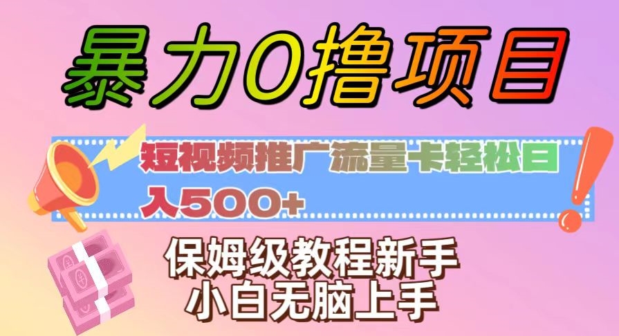 暴力0撸项目：短视频推广流量卡轻松日入500+，保姆级教程新手小白无脑上手【揭秘】-婷好网络资源库