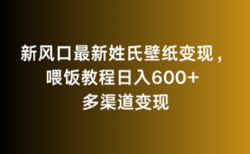 新风口最新姓氏壁纸变现，喂饭教程日入600+【揭秘】-婷好网络资源库