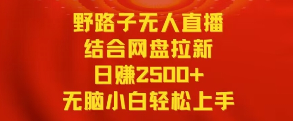 野路子无人直播结合网盘拉新，日赚2500+，小白无脑轻松上手【揭秘】-婷好网络资源库