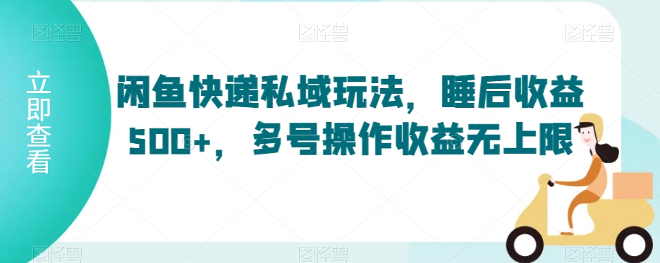 闲鱼快递私域玩法，睡后收益500+，多号操作收益无上限【揭秘】-婷好网络资源库