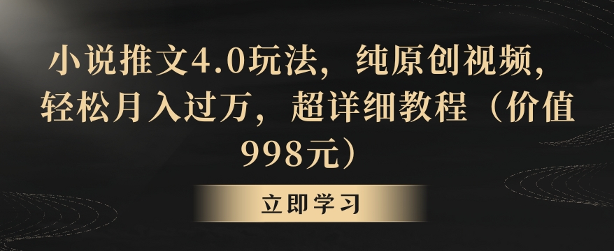 小说推文4.0玩法，纯原创视频，轻松月入过万，超详细教程（价值998元）【揭秘】-婷好网络资源库