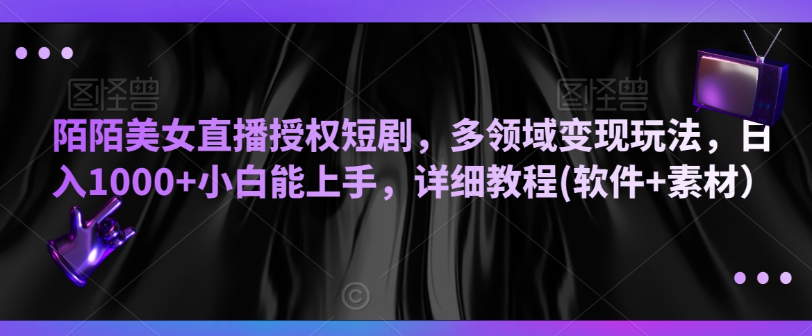 陌陌美女直播授权短剧，多领域变现玩法，日入1000+小白能上手，详细教程(软件+素材）【揭秘】-婷好网络资源库