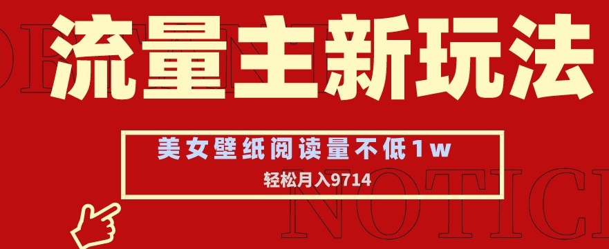流量主新玩法，美女壁纸和头像，阅读量不低于1w，月入9741【揭秘】-婷好网络资源库