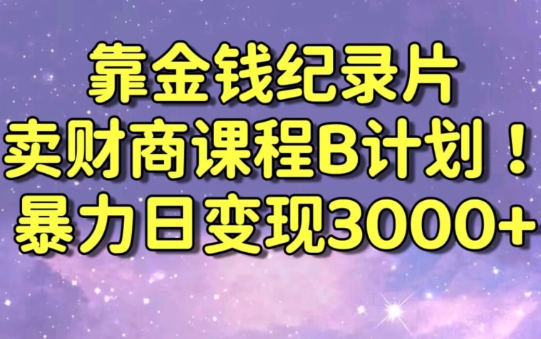 财经纪录片联合财商课程的变现策略，暴力日变现3000+，喂饭级别教学【揭秘】-婷好网络资源库