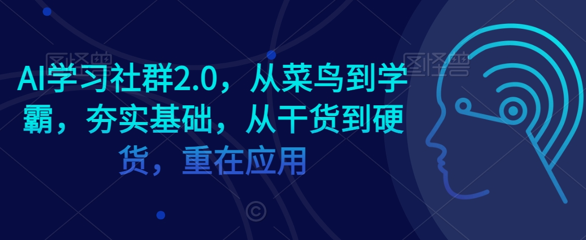 AI学习社群2.0，从菜鸟到学霸，夯实基础，从干货到硬货，重在应用-婷好网络资源库