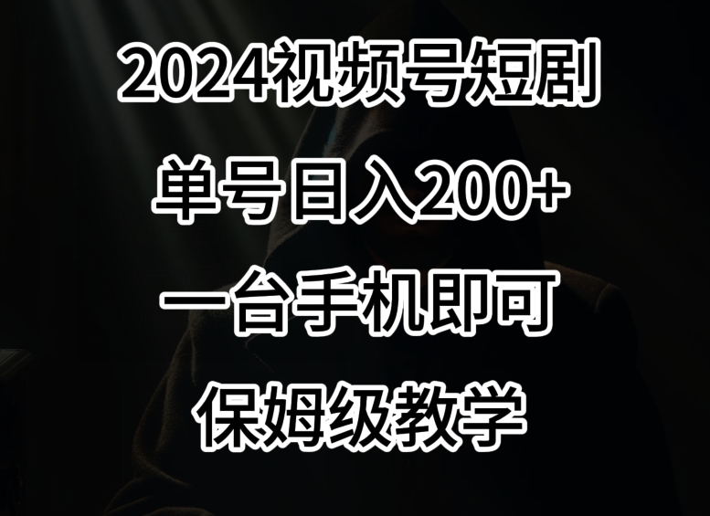 2024风口，视频号短剧，单号日入200+，一台手机即可操作，保姆级教学【揭秘】-婷好网络资源库