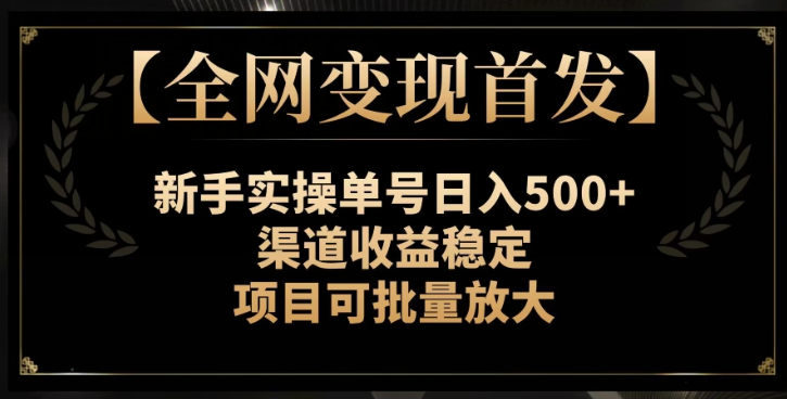 【全网变现首发】新手实操单号日入500+，渠道收益稳定，项目可批量放大【揭秘】-婷好网络资源库