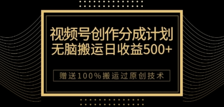 视频号分成计划与私域双重变现，纯搬运无技术，日入3~5位数【揭秘】-婷好网络资源库