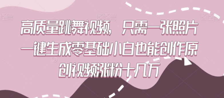 高质量跳舞视频，只需一张照片一键生成零基础小白也能创作原创视频涨粉十几万【揭秘】-婷好网络资源库