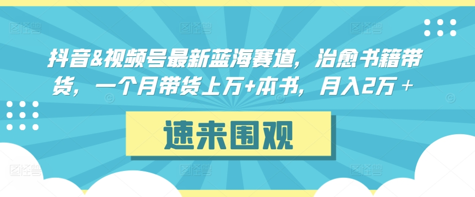 抖音&视频号最新蓝海赛道，治愈书籍带货，一个月带货上万+本书，月入2万＋【揭秘】-婷好网络资源库