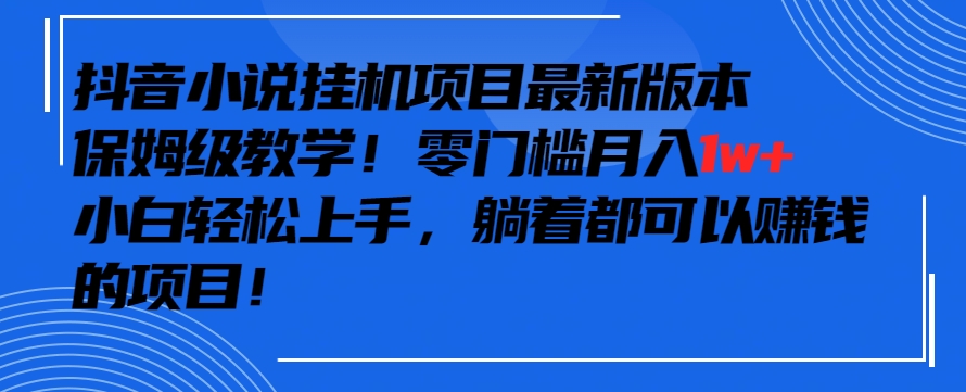 抖音最新小说挂机项目，保姆级教学，零成本月入1w+，小白轻松上手【揭秘】-婷好网络资源库