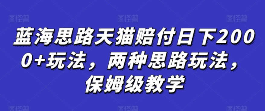 蓝海思路天猫赔付日下2000+玩法，两种思路玩法，保姆级教学【仅揭秘】-婷好网络资源库