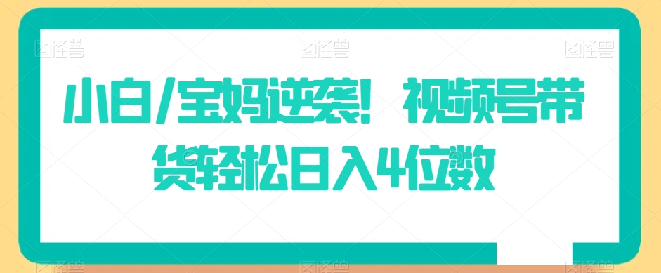 小白/宝妈逆袭！视频号带货轻松日入4位数【揭秘】-婷好网络资源库