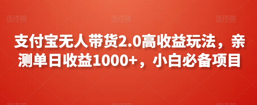 支付宝无人带货2.0高收益玩法，亲测单日收益1000+，小白必备项目【揭秘】-婷好网络资源库