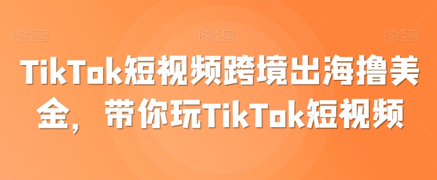 TikTok短视频跨境出海撸美金，带你玩TikTok短视频-婷好网络资源库