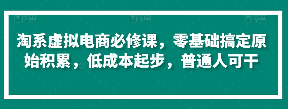 淘系虚拟电商必修课，零基础搞定原始积累，低成本起步，普通人可干-婷好网络资源库