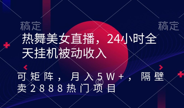 热舞美女直播，24小时全天挂机被动收入，可矩阵，月入5W+，隔壁卖2888热门项目【揭秘】-婷好网络资源库