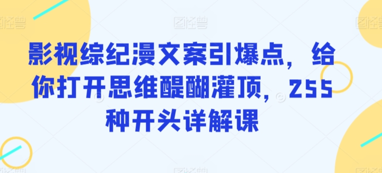 影视综纪漫文案引爆点，给你打开思维醍醐灌顶，255种开头详解课-婷好网络资源库