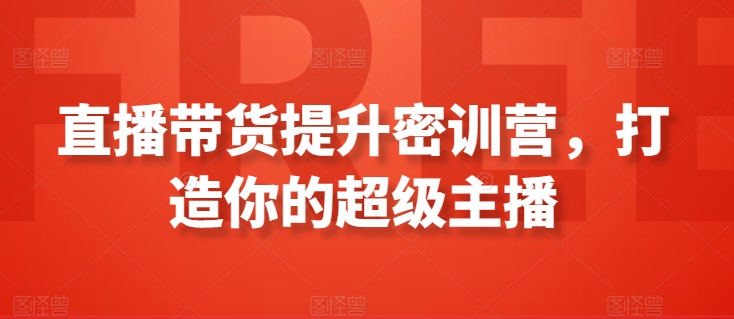 直播带货提升密训营，打造你的超级主播-婷好网络资源库