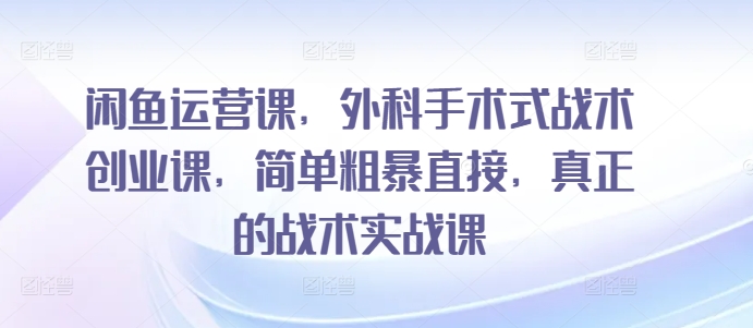 闲鱼运营课，外科手术式战术创业课，简单粗暴直接，真正的战术实战课-婷好网络资源库