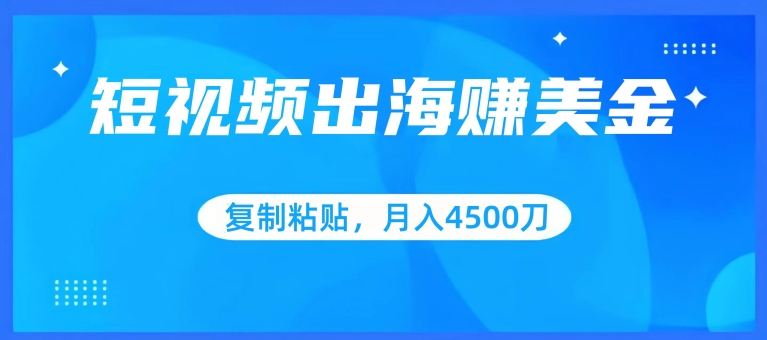 短视频出海赚美金，复制粘贴批量操作，小白轻松掌握，月入4500美刀【揭秘】-婷好网络资源库