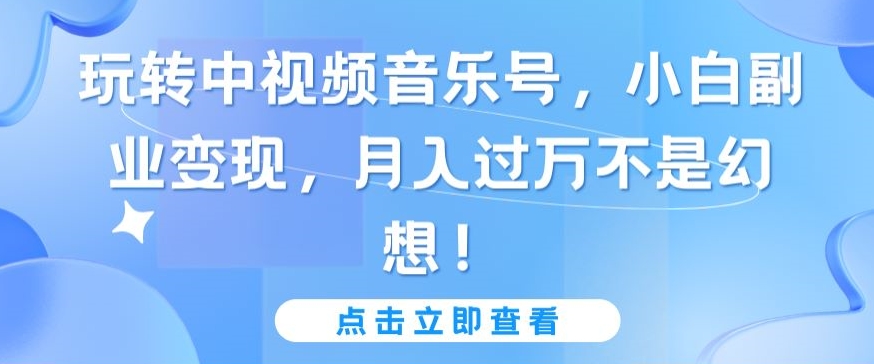 玩转中视频音乐号，小白副业变现，月入过万不是幻想【揭秘】-婷好网络资源库