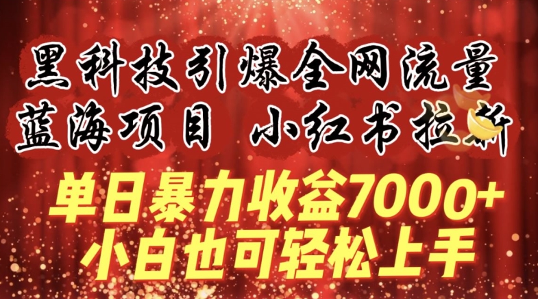 蓝海项目!黑科技引爆全网流量小红书拉新，单日暴力收益7000+，小白也能轻松上手【揭秘】-婷好网络资源库