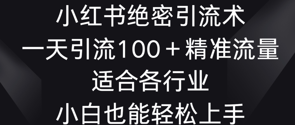 小红书绝密引流术，一天引流100+精准流量，适合各个行业，小白也能轻松上手【揭秘】-婷好网络资源库