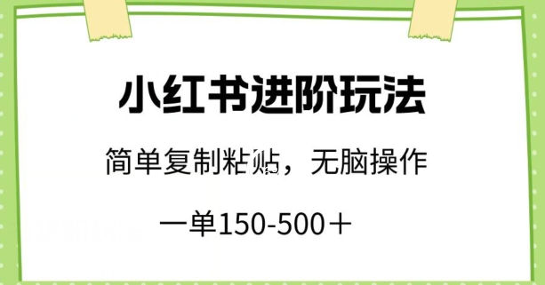 小红书进阶玩法，一单150-500+，简单复制粘贴，小白也能轻松上手【揭秘】-婷好网络资源库