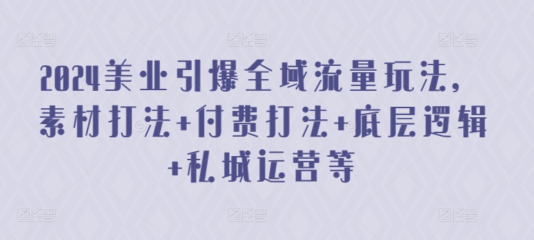 2024美业引爆全域流量玩法，素材打法 付费打法 底层逻辑 私城运营等-婷好网络资源库