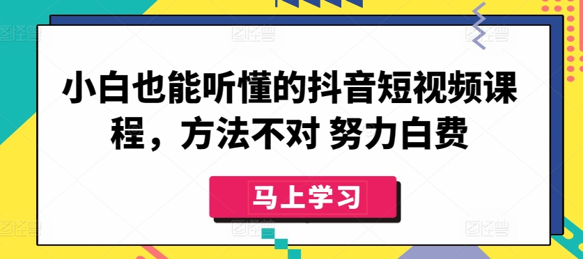 小白也能听懂的抖音短视频课程，方法不对 努力白费-婷好网络资源库