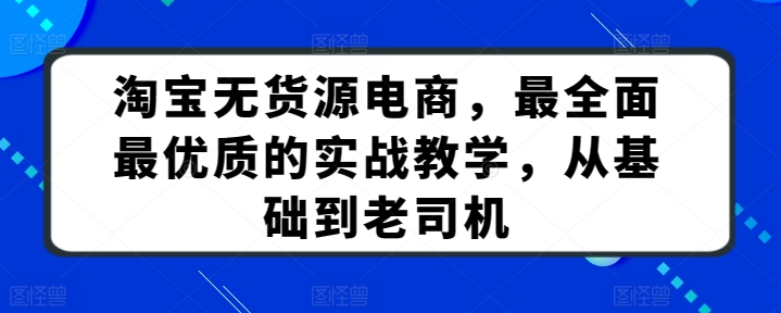 淘宝无货源电商，最全面最优质的实战教学，从基础到老司机-婷好网络资源库