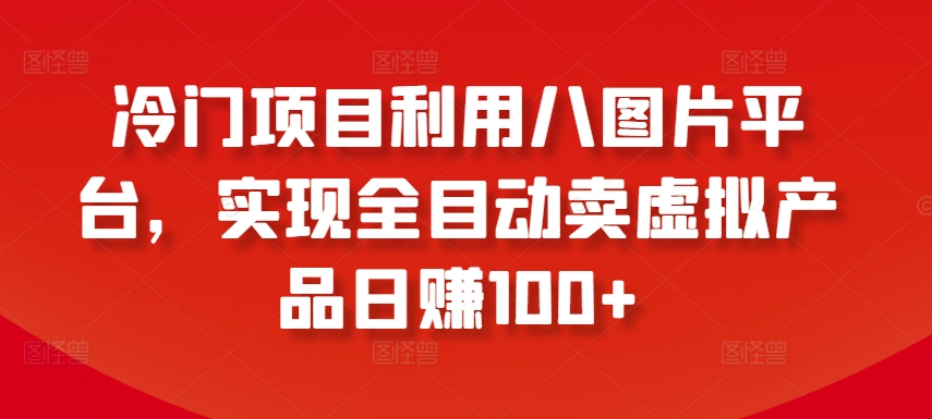 冷门项目利用八图片平台，实现全目动卖虚拟产品日赚100+【揭秘】-婷好网络资源库